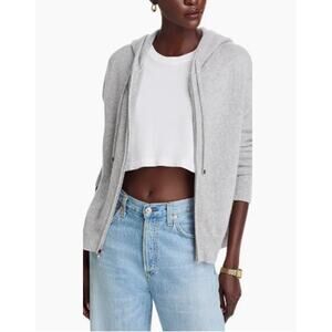 Aqua Cashmere Zip Hoodie Sweater Gray Women Size M $198 Original MSRP